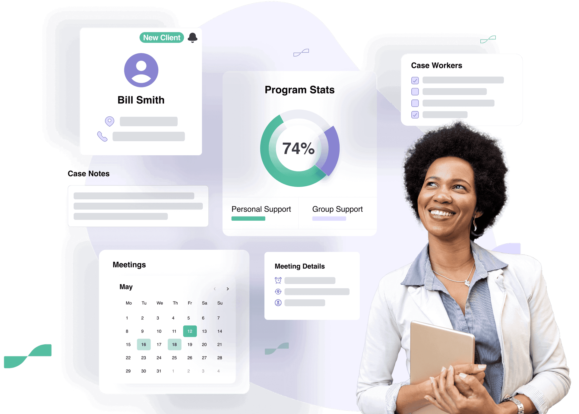 Sumac nonprofit case management software interface